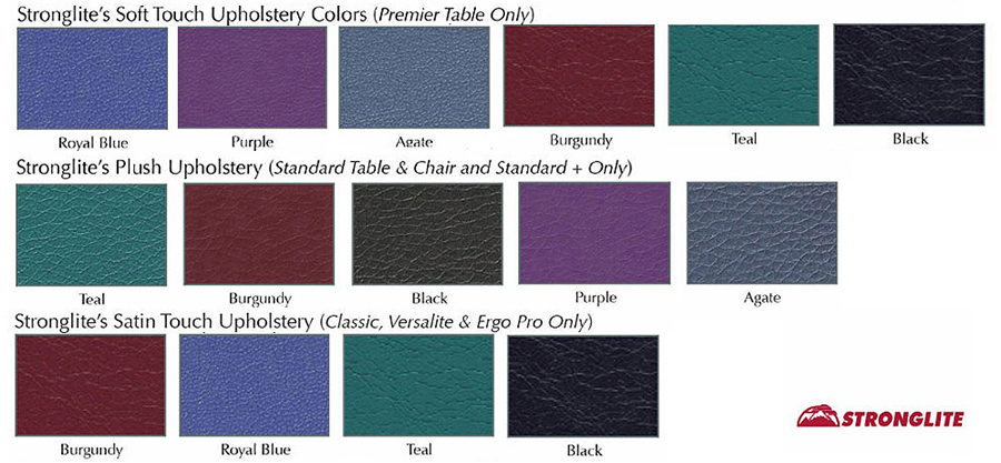 Stronglite Massage Table Color Swatches