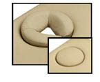 Earthlite's crescent face hole is very comfortable and includes a crescent cushion and an optional filler plug.