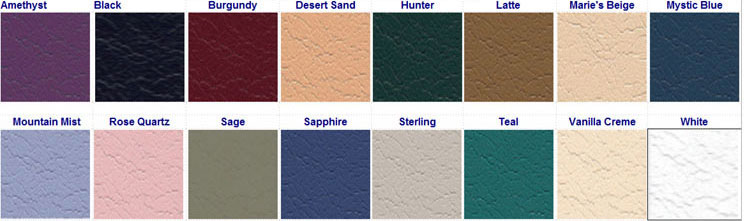Earthlite Natursoft Vinyl Color Swatches: Natursoft feels soft like fine Italian glove leather Durable. Supple. Luxurious