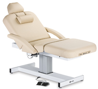 Give your spa or salon a touch of class with the Calistoga Lift. This versatile 
    table allows maximum leg and knee room, ensuring total comfort for your clientele. Enjoy exceptional strength and maintenance free reliability. 
    Perfect for massages, manicures, waxings, facials, or medi-spa treatments. The Calistoga comes complete with neck roll, salon pillow, sidearms, and footrest. 